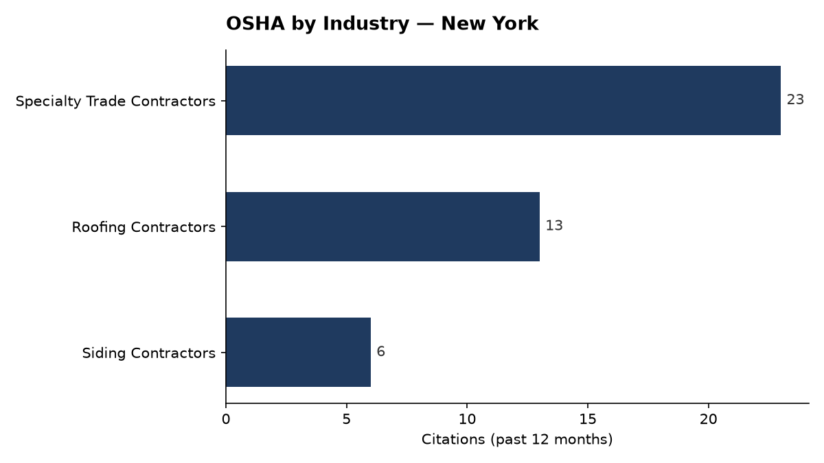 Bar chart of OSHA osha citations by industry in New York