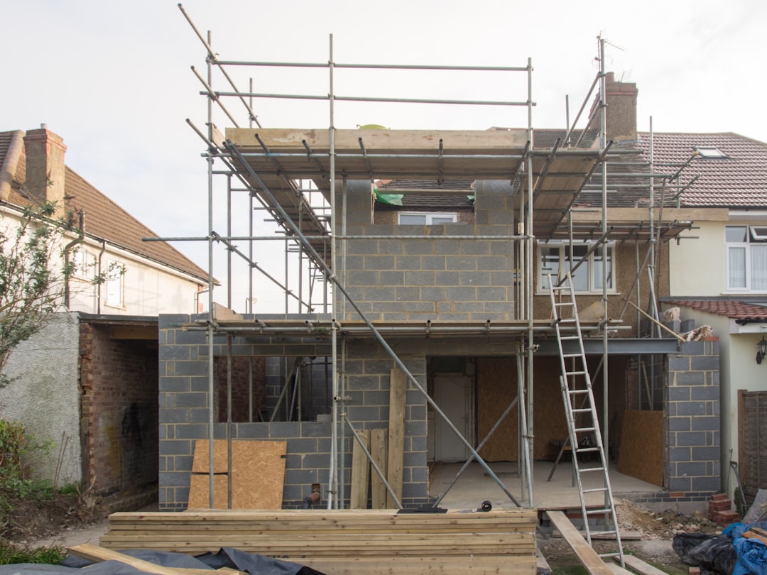 Residential construction scaffolding on a home renovation site in Hawaii