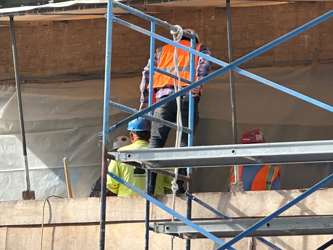 Scaffolding erected at a residential construction site in Oregon during an OSHA compliance inspection