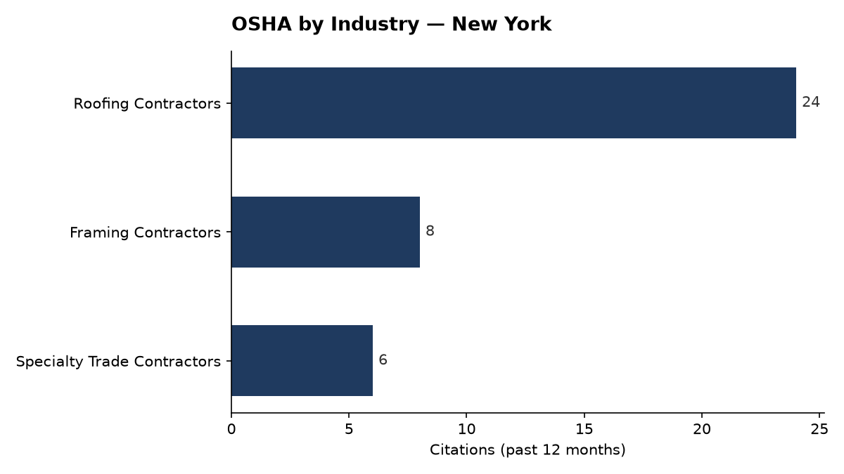 Bar chart of OSHA osha citations by industry in New York
