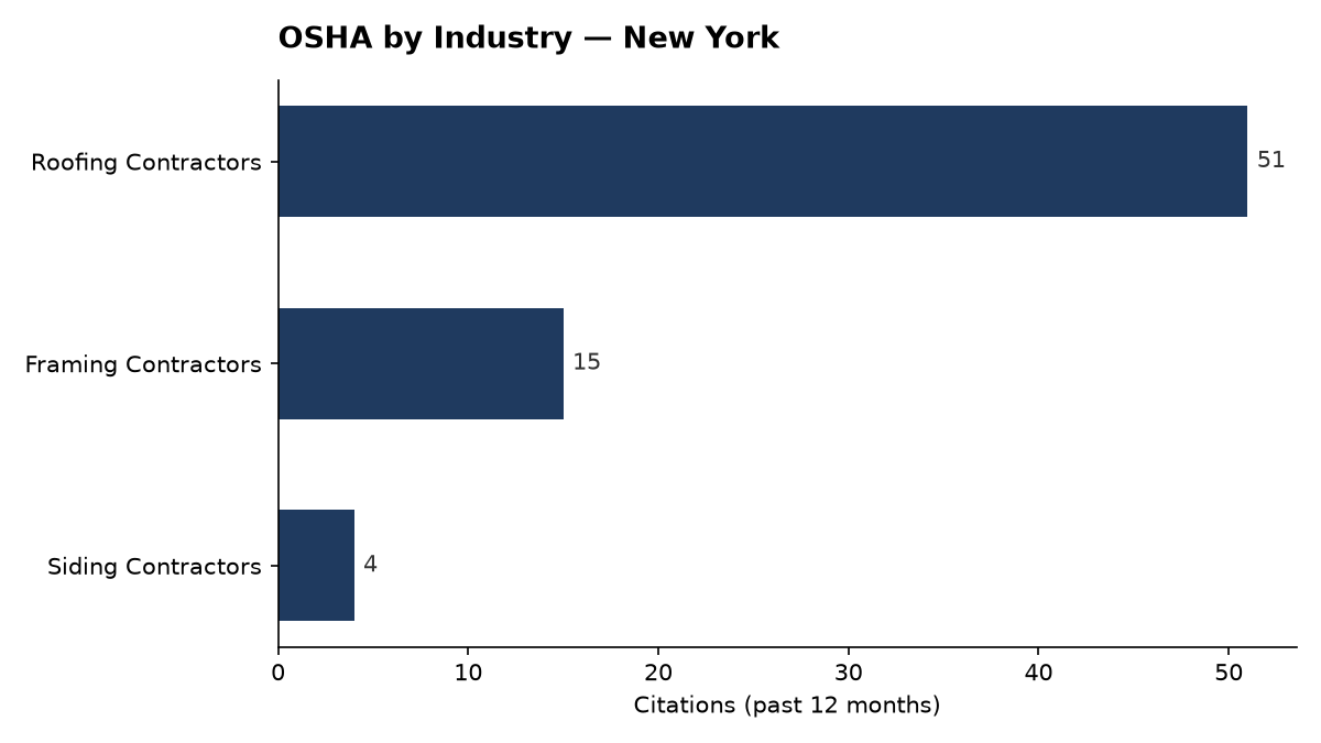 Bar chart of OSHA osha citations by industry in New York