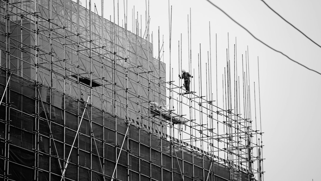 Scaffolding set up on a masonry job site in Rhode Island following an OSHA safety citation